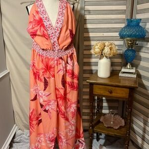 VENUS Peach and Pink Floral Pantsuit